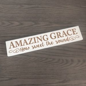 “Amazing Grace” White + Gold Glitter Sign